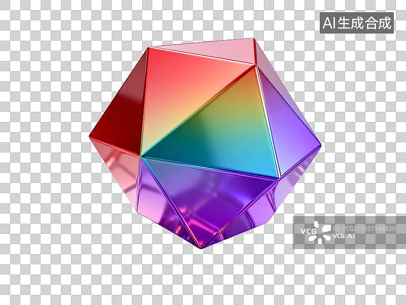 【AI数字艺术】装饰元素 几何形体 彩色多面体几何图形图片素材