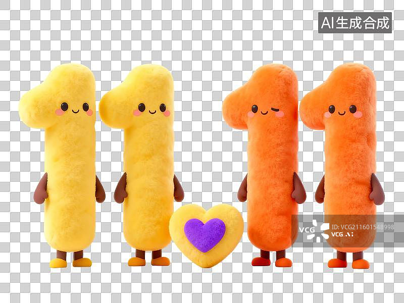 【AI数字艺术】膨胀风卡通双十一数字3D效果图片素材