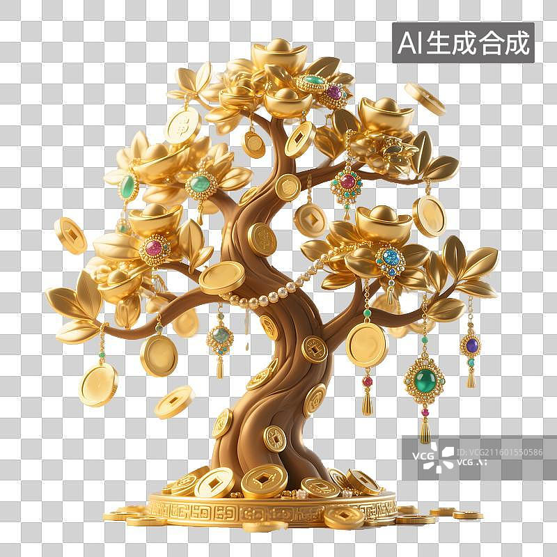 【AI数字艺术】摇钱树3D免抠元素图片素材