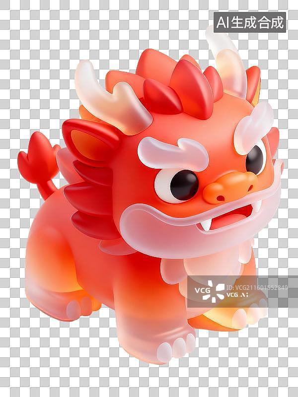 【AI数字艺术】3D轻拟物风中国节日年俗元素之年兽图片素材