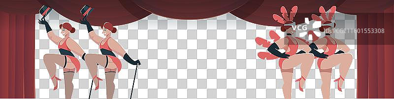 手绘卡巴莱直播间横幅设计图片素材