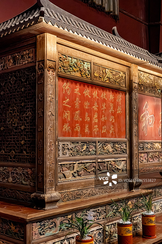 泰宁明清园 道志和后堂 古代大户人家祠堂 铁力木杉木木雕 矿物颜料彩绘色彩持久 福建三明文化旅游图片素材
