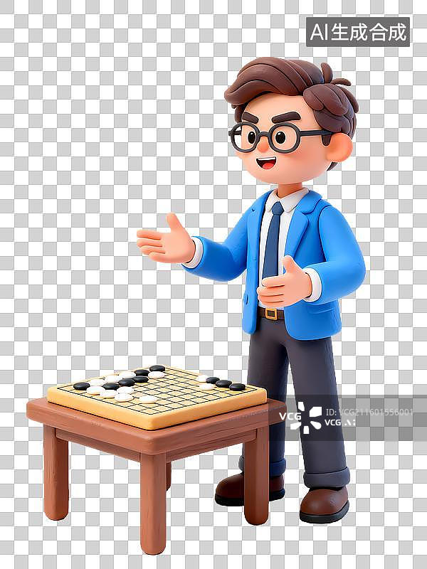 【AI数字艺术】人物站在围棋前谈论ENTP辩论家3D立体卡通人物形象mbti人格测试图片素材