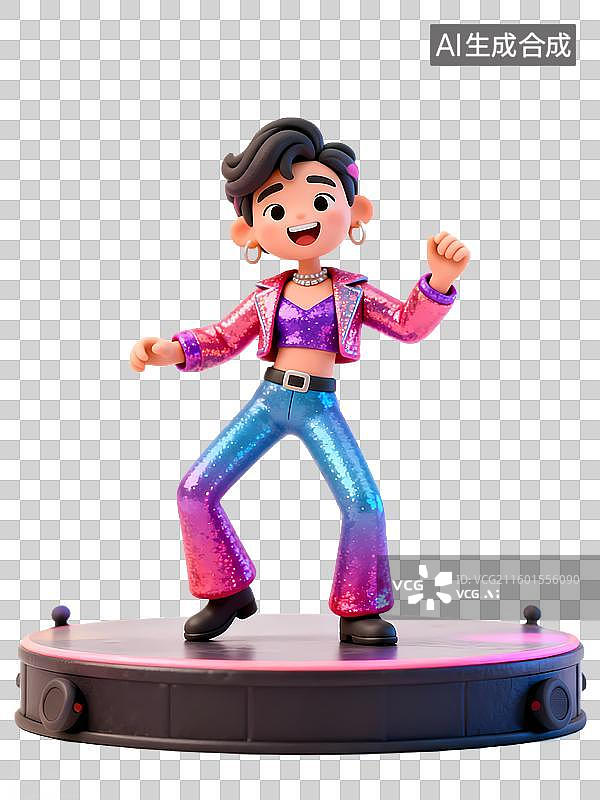 【AI数字艺术】穿着鲜艳的人物在台上跳舞ESFP表演者3D立体卡通人物形象mbti人格测试图片素材
