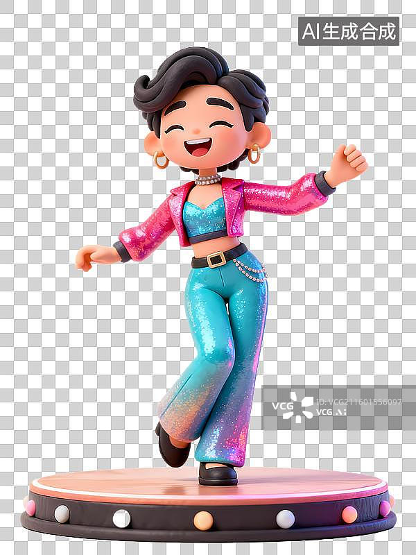 【AI数字艺术】穿着鲜艳的人物在台上跳舞ESFP表演者3D立体卡通人物形象mbti人格测试图片素材