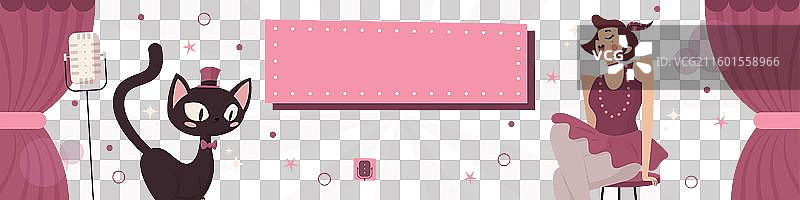 手绘卡巴莱直播横幅模板图片素材