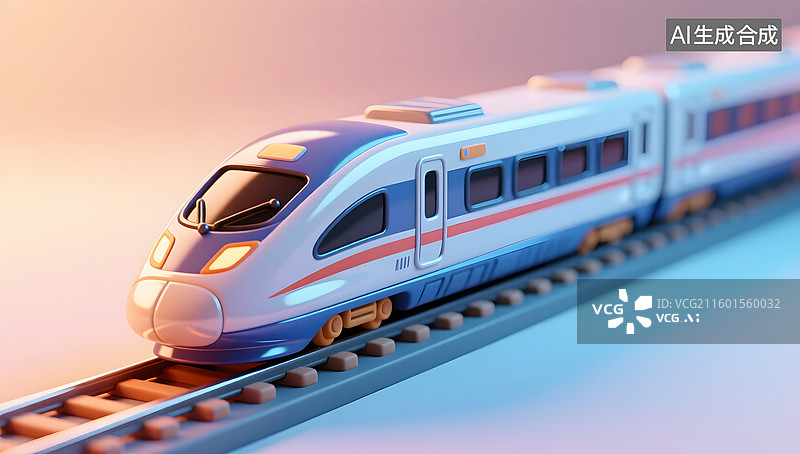 【AI数字艺术】手工黏土风格的高铁出行插图图片素材
