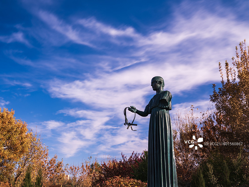 雕塑，德尔菲德驾车人。图片素材