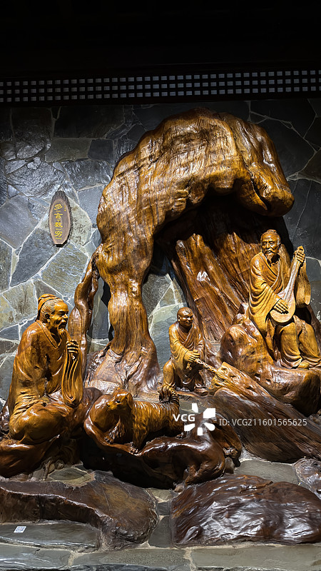 衢州开化根宫佛国根雕艺术仿古建筑图片素材