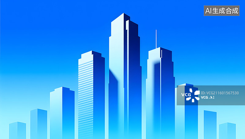 【AI数字艺术】城市建筑群的金融概念PPT背景图片素材