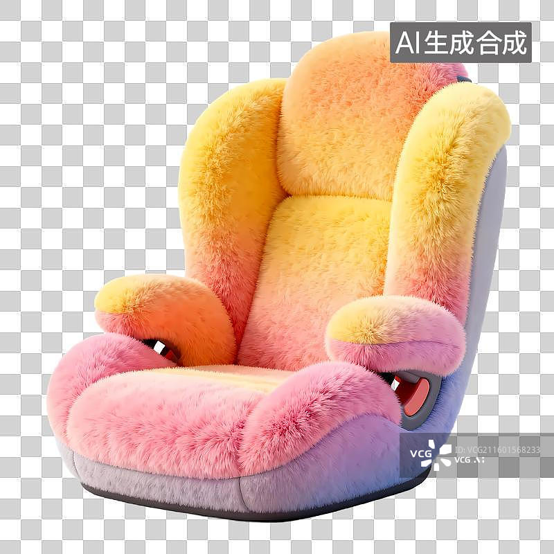 【AI数字艺术】安全座椅车载儿童座椅C4D立体毛绒质感治愈元素图片素材