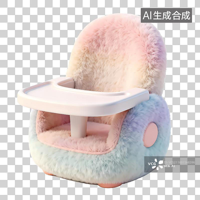 【AI数字艺术】高脚椅C4D立体毛绒质感治愈元素图片素材