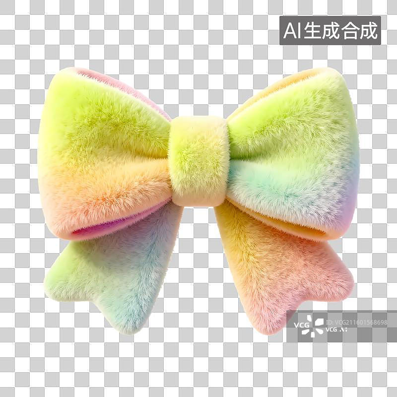 【AI数字艺术】蝴蝶结C4D立体毛绒质感治愈元素图片素材