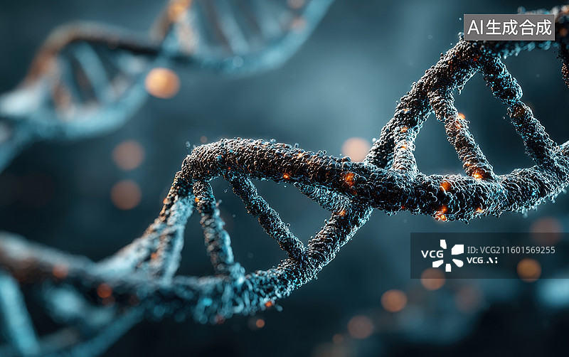 【AI数字艺术】DNA双螺旋结构的特写图片素材
