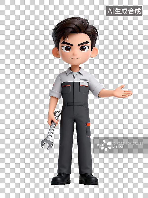 【AI数字艺术】3D职业人物汽车维修工图片素材