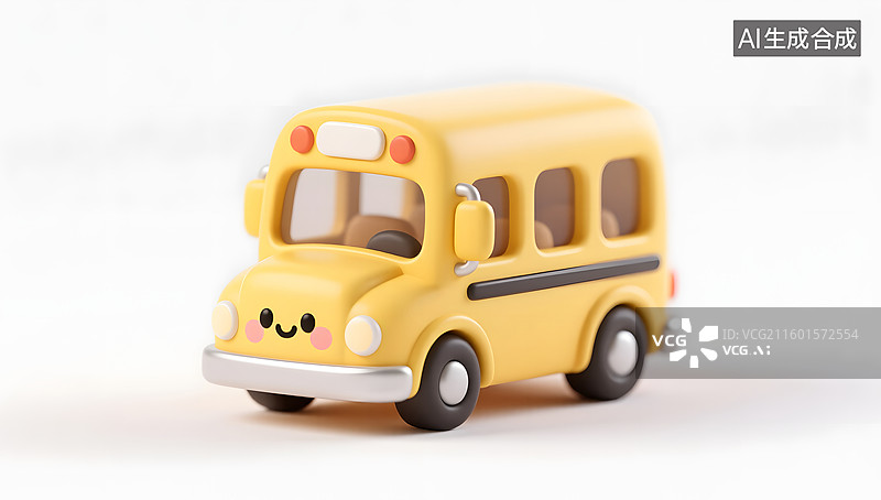 【AI数字艺术】开学季校车巴士的3d渲染图片素材