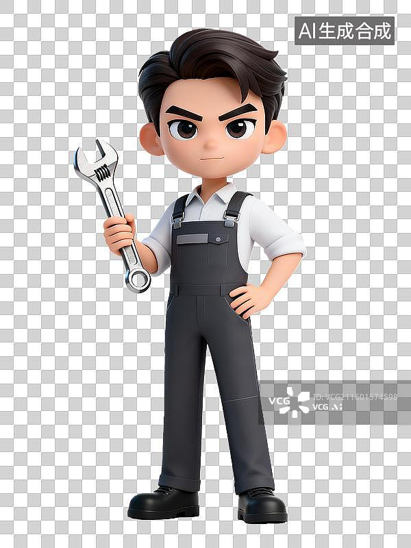 【AI数字艺术】3D职业人物汽车修理工图片素材