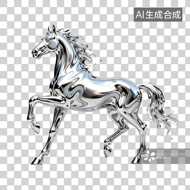 【AI数字艺术】流体艺术骏马马年元素图片素材