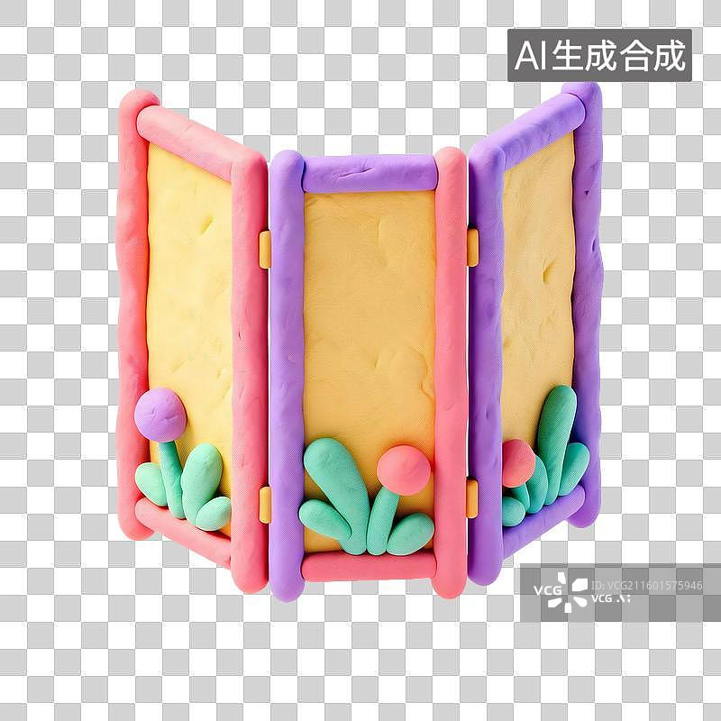 【AI数字艺术】3d卡通粘土风教育办公文具家具元素图片素材