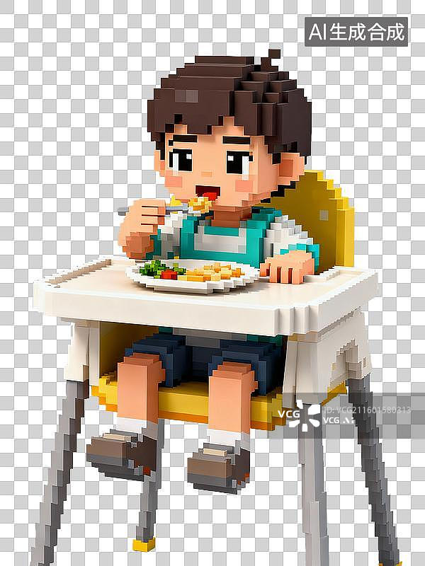 【AI数字艺术】可爱宝宝手持碗进食图片素材