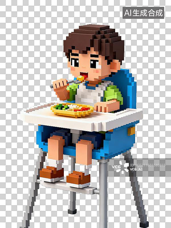 【AI数字艺术】可爱宝宝手持碗进食图片素材