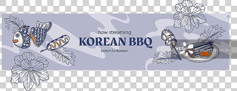 手绘韩式餐厅 Twitch 横幅图片素材