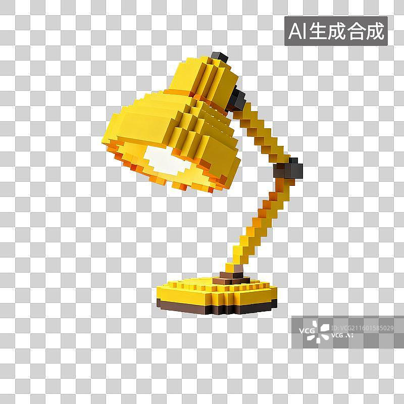 【AI数字艺术】像素风格黄色台灯图片素材