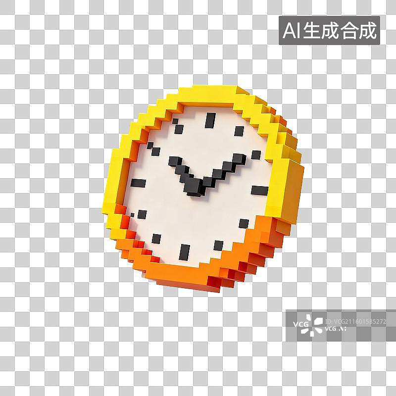 【AI数字艺术】像素风格的立体时钟图片素材