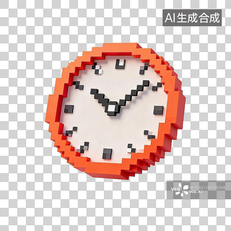 【AI数字艺术】像素风格的立体时钟图片素材