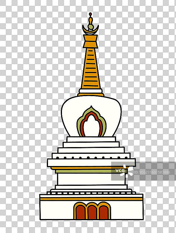 藏族白塔手绘2D插画免抠元素图片素材