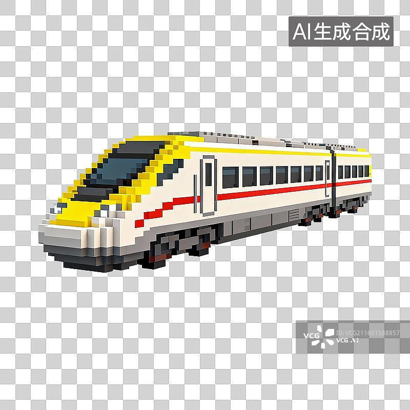 【AI数字艺术】体素风格高速列车模型图片素材