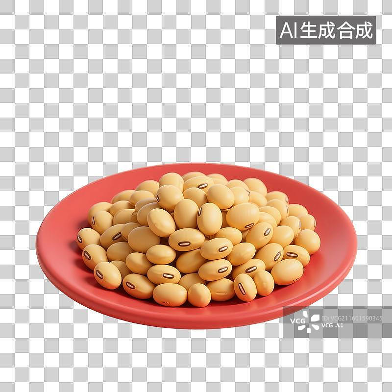 【AI数字艺术】3D渲染，大豆，黄豆，粗粮，免抠元素图片素材