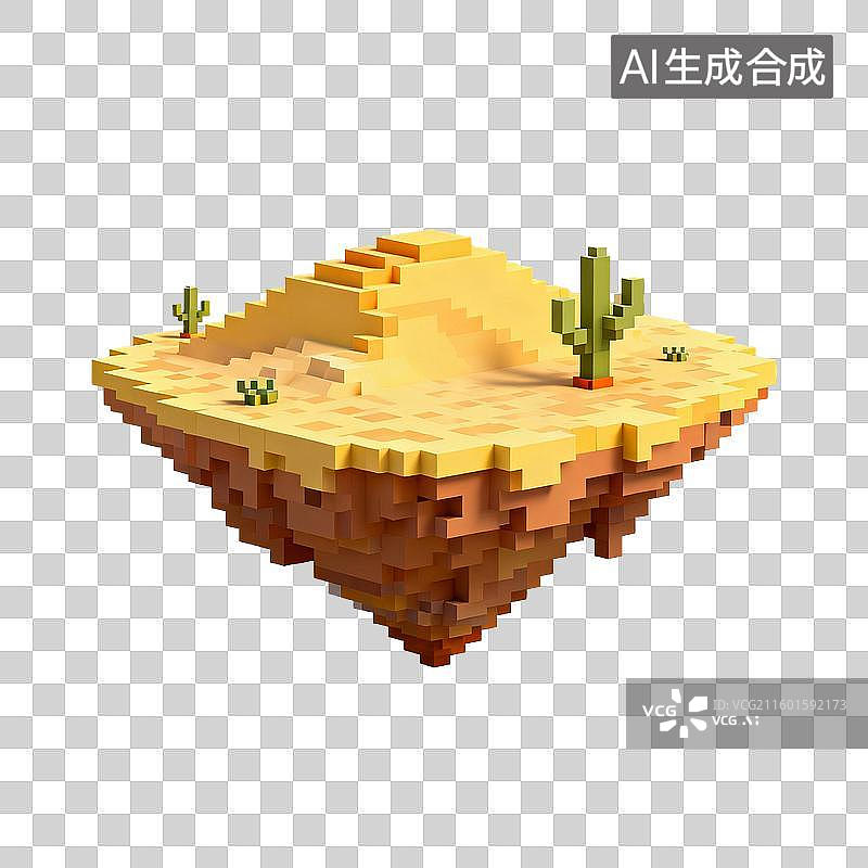 【AI数字艺术】体素风格悬浮沙漠图片素材