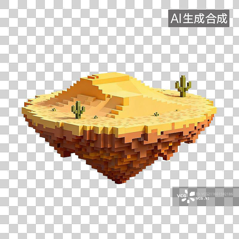 【AI数字艺术】体素风格悬浮沙漠图片素材