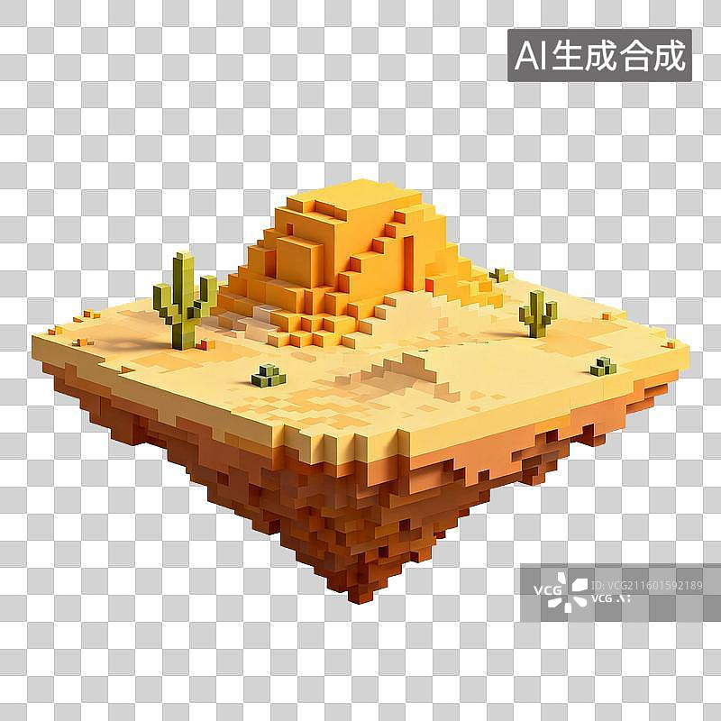 【AI数字艺术】体素风格悬浮沙漠图片素材