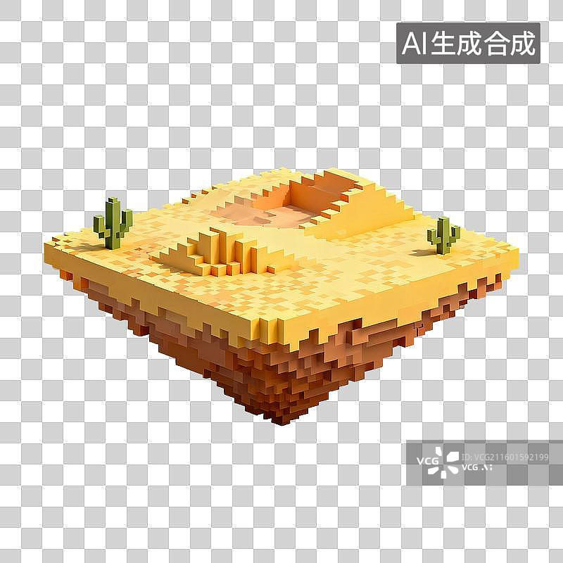 【AI数字艺术】体素风格悬浮沙漠图片素材