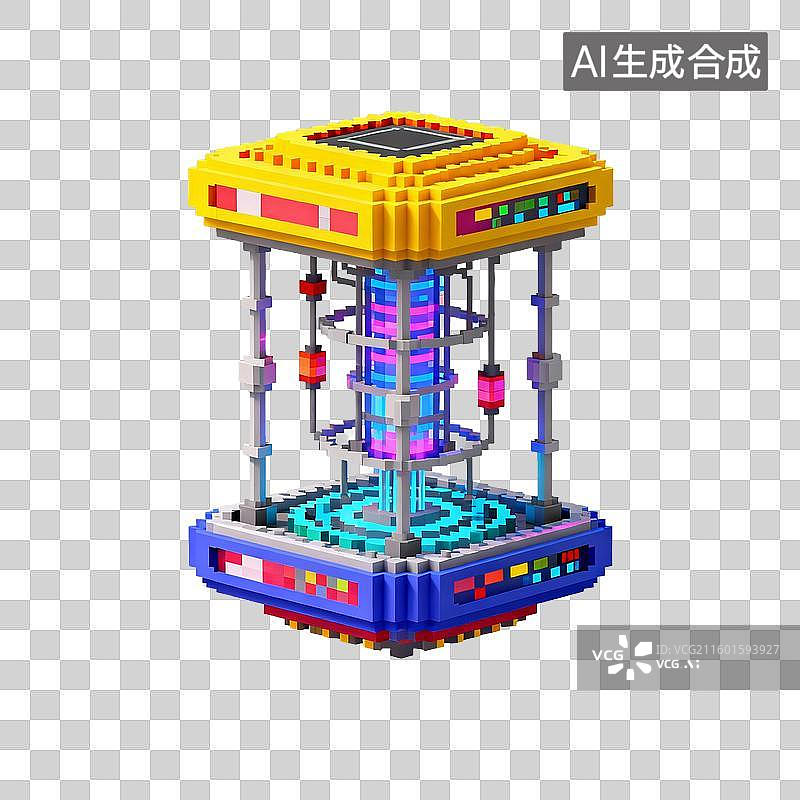 【AI数字艺术】像素化量子计算机图片素材