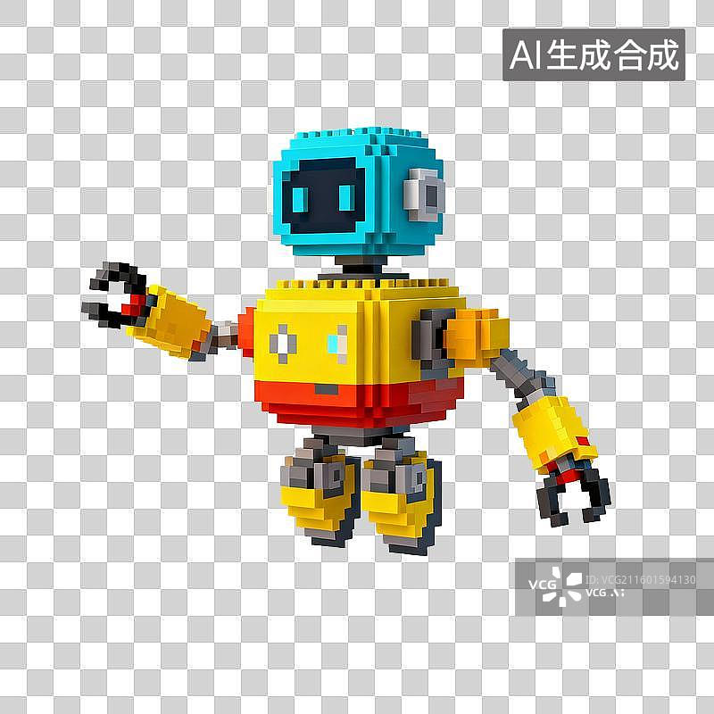 【AI数字艺术】像素化的机器人图片素材