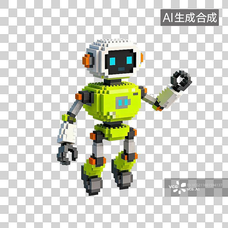 【AI数字艺术】像素化的机器人图片素材