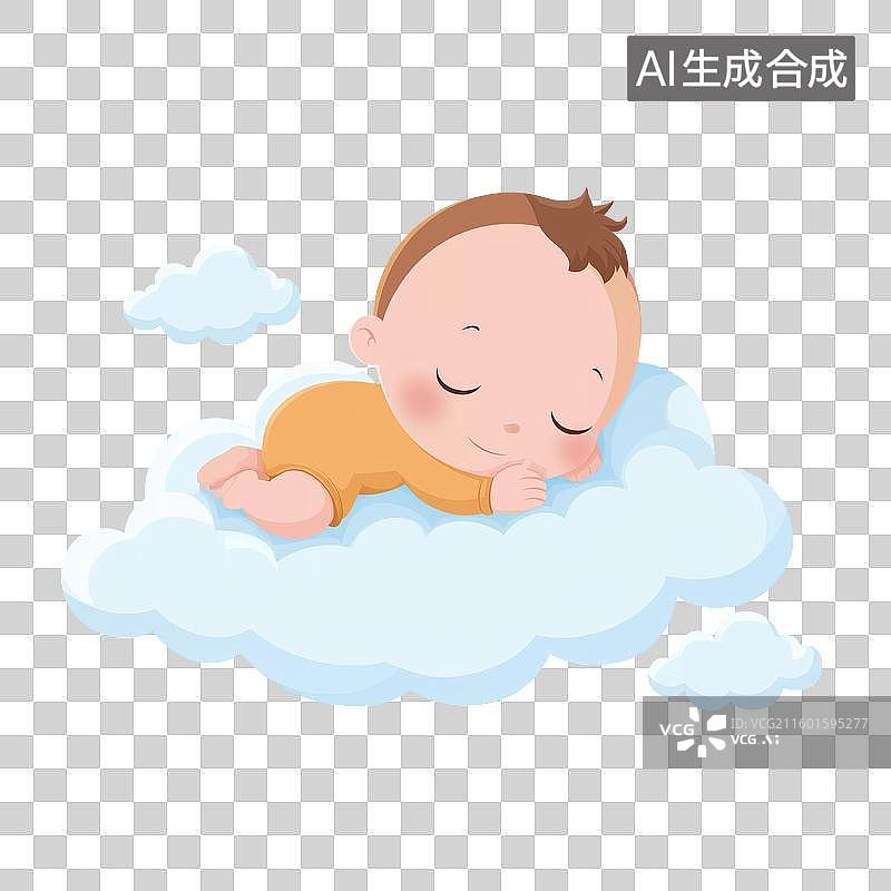 【AI数字艺术】婴儿在云上睡觉图片素材
