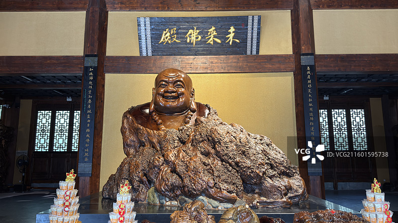 衢州开化根宫佛国根雕艺术仿古建筑图片素材
