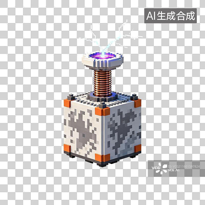 【AI数字艺术】像素风格特斯拉线圈图片素材