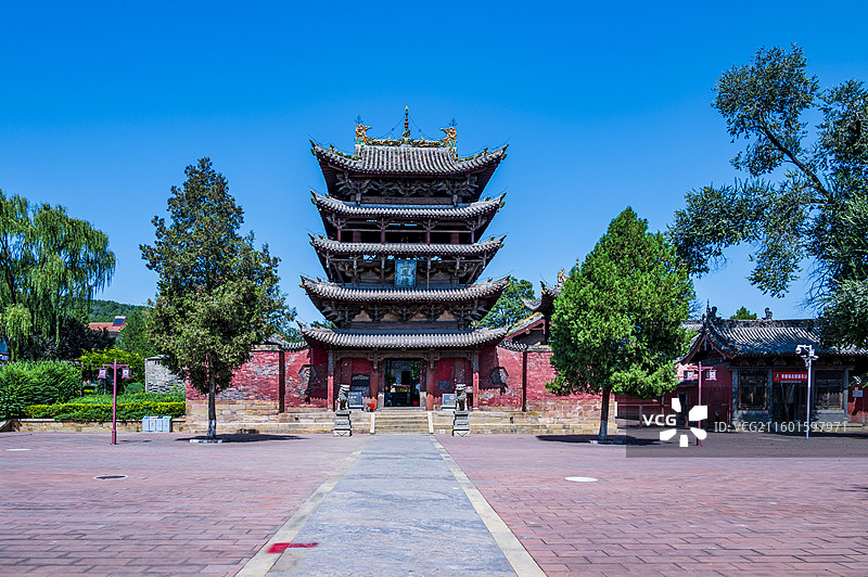 山西长治上党宋代“明五暗四”道教飞檐结构——南宋玉皇观五凤楼图片素材