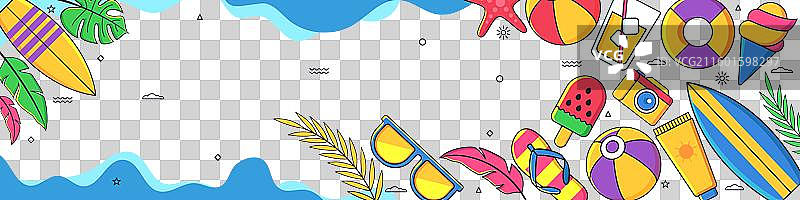 海滩俱乐部和派对的 Twitch 横幅模板图片素材