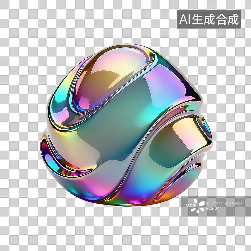 【AI数字艺术】多彩光泽抽象3D几何形图片素材