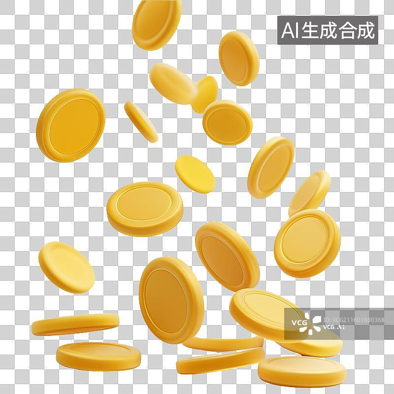 【AI数字艺术】金色硬币飘落动态画面图片素材