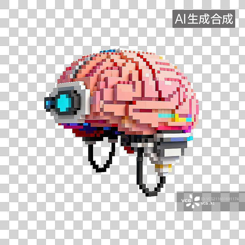 【AI数字艺术】像素风格的脑机接口设备图片素材