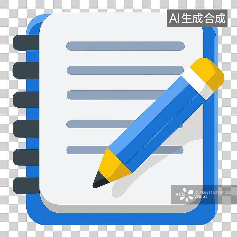 【AI数字艺术】笔记本与铅笔插图图片素材