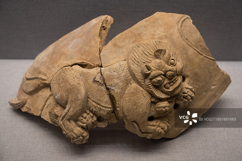 桂林博物馆 陶狻猊炉残片 唐朝图片素材