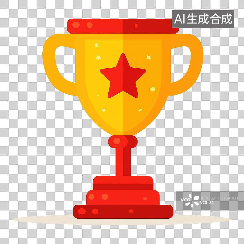 【AI数字艺术】金色奖杯带星星图案图片素材